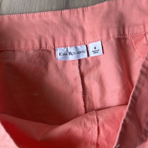Kim Rogers Scalloped Coral Capri Pants, Cropped Size 8 - Picture 3 of 4
